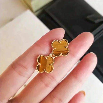 [Regal Jewels]CLOVER MEDIUM 1 MOTIFS TIGER EYE EARRINGS