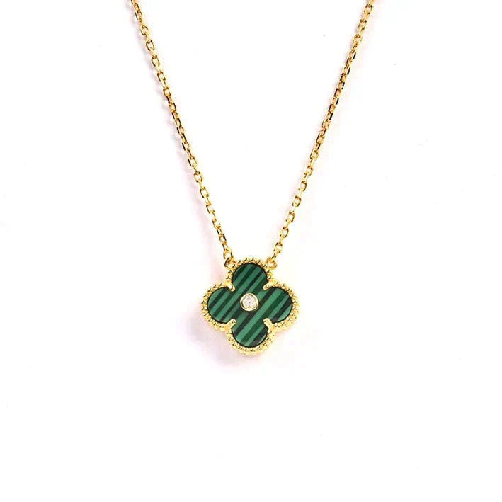 [Regal Jewels]CLOVER 15MM DIAMOND TURQUOISE NECKLACE