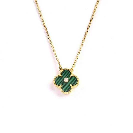 [Regal Jewels]CLOVER 15MM DIAMOND TURQUOISE NECKLACE