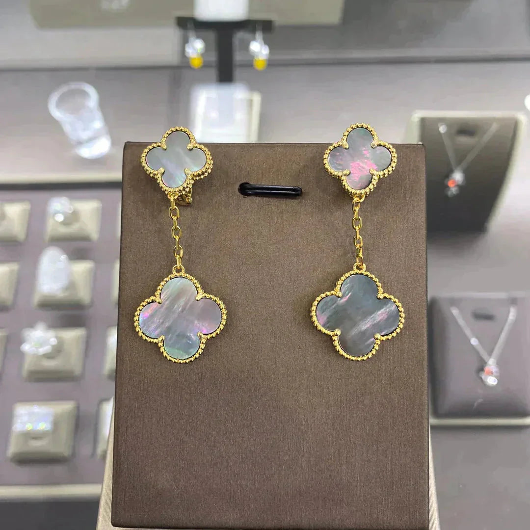 [Regal Jewels]CLOVER 2 MOTIFS  EARRINGS (MULTIPLE CHOICESC