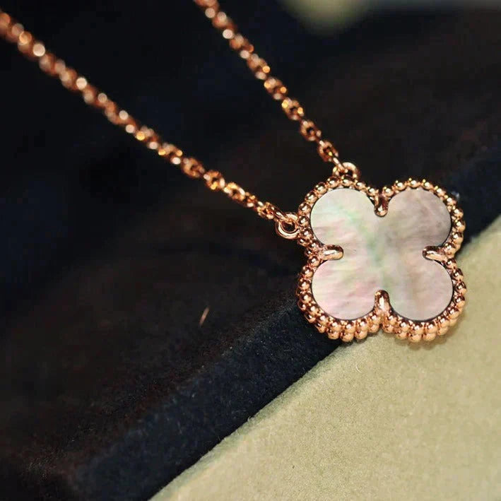 [Regal Jewels]CLOVER 15MM  GRAY MOTHER OF PEARL NECKLACE