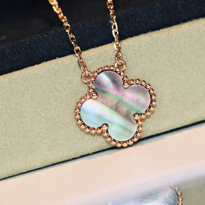 [Regal Jewels]CLOVER 15MM  GRAY MOTHER OF PEARL NECKLACE