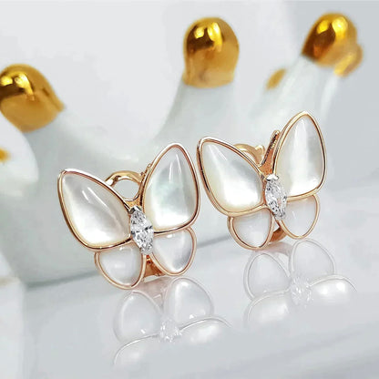 [Regal Jewels]BUTTERFLY MOP DIAMOND EARRINGS