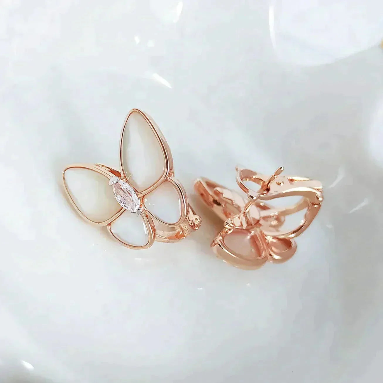 [Regal Jewels]BUTTERFLY MOP DIAMOND EARRINGS