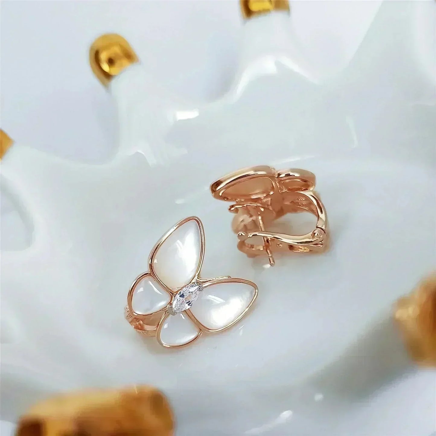 [Regal Jewels]BUTTERFLY MOP DIAMOND EARRINGS
