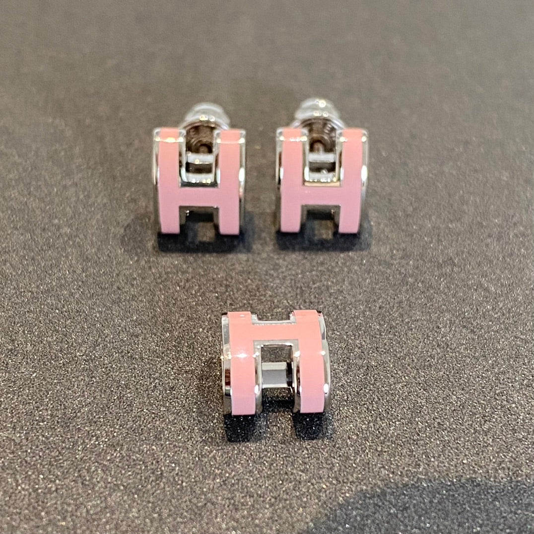 [Regal Jewels]MINI POP H SILVER EARRINGS PINK