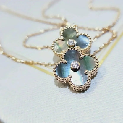[Regal Jewels]CLOVER 15MM DIAMOND AND MOTHER-OF-GREY NECKLACE