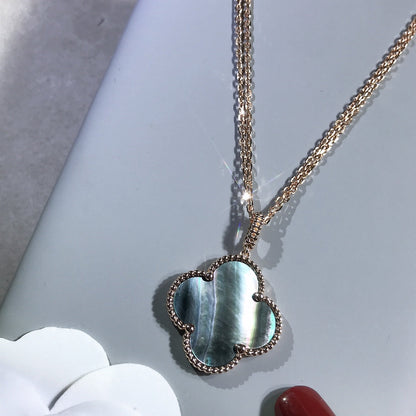 [Regal Jewels]CLOVER 25MM GOLD DARK MOP BIG CLOVER NECKLACE