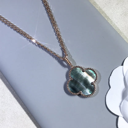 [Regal Jewels]CLOVER 25MM GOLD DARK MOP BIG CLOVER NECKLACE