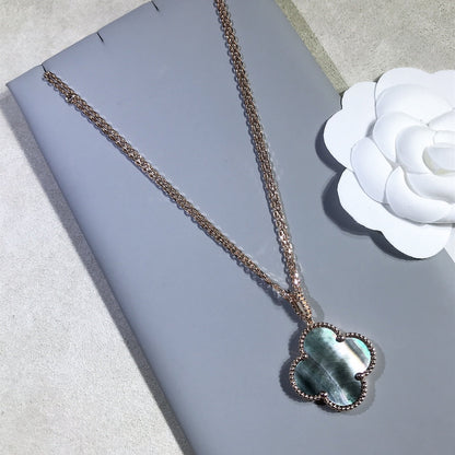 [Regal Jewels]CLOVER 25MM GOLD DARK MOP BIG CLOVER NECKLACE