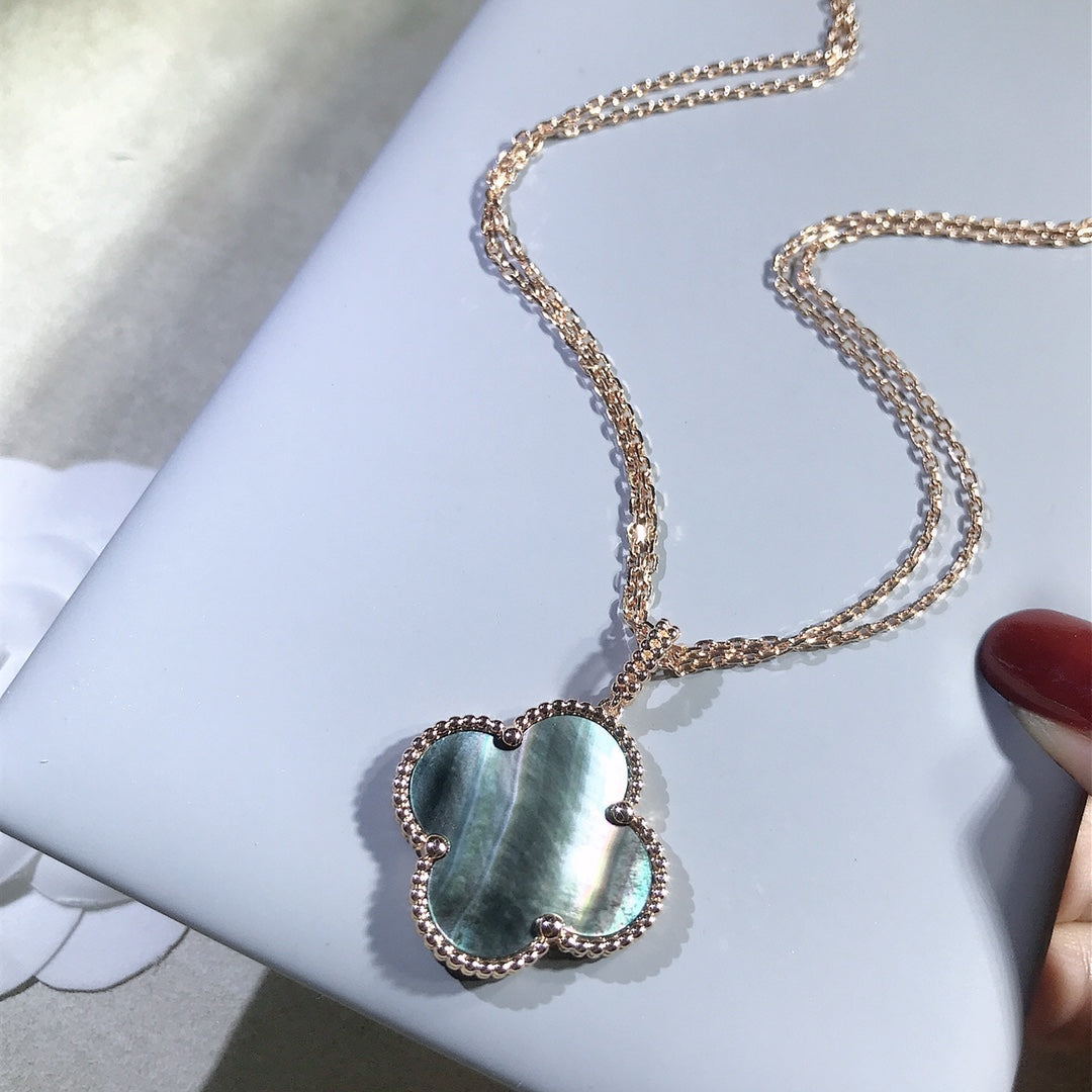 [Regal Jewels]CLOVER 25MM GOLD DARK MOP BIG CLOVER NECKLACE