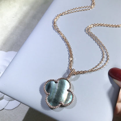 [Regal Jewels]CLOVER 25MM GOLD DARK MOP BIG CLOVER NECKLACE