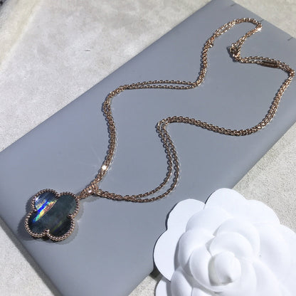 [Regal Jewels]CLOVER 25MM GOLD DARK MOP BIG CLOVER NECKLACE