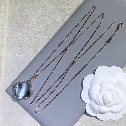 [Regal Jewels]CLOVER 25MM GOLD DARK MOP BIG CLOVER NECKLACE