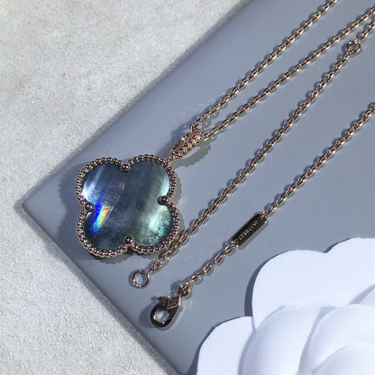 [Regal Jewels]CLOVER 25MM GOLD DARK MOP BIG CLOVER NECKLACE