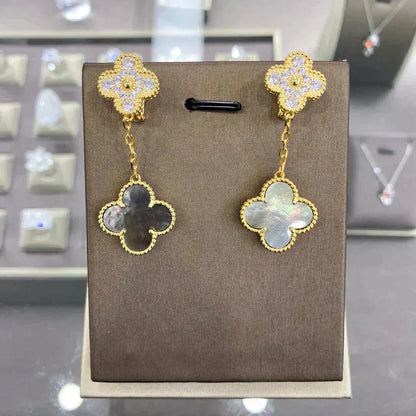[Regal Jewels]CLOVER  2 MOTIFS  DIAMOND  EARRINGS (MULTIPLE CHOICESç´