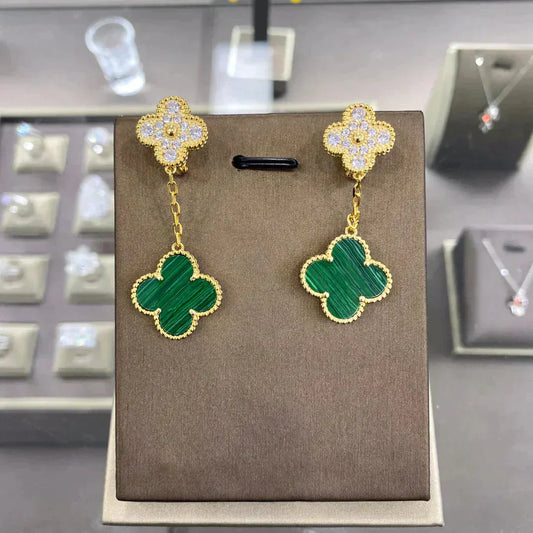 [Regal Jewels]CLOVER  2 MOTIFS  DIAMOND  EARRINGS (MULTIPLE CHOICESç´