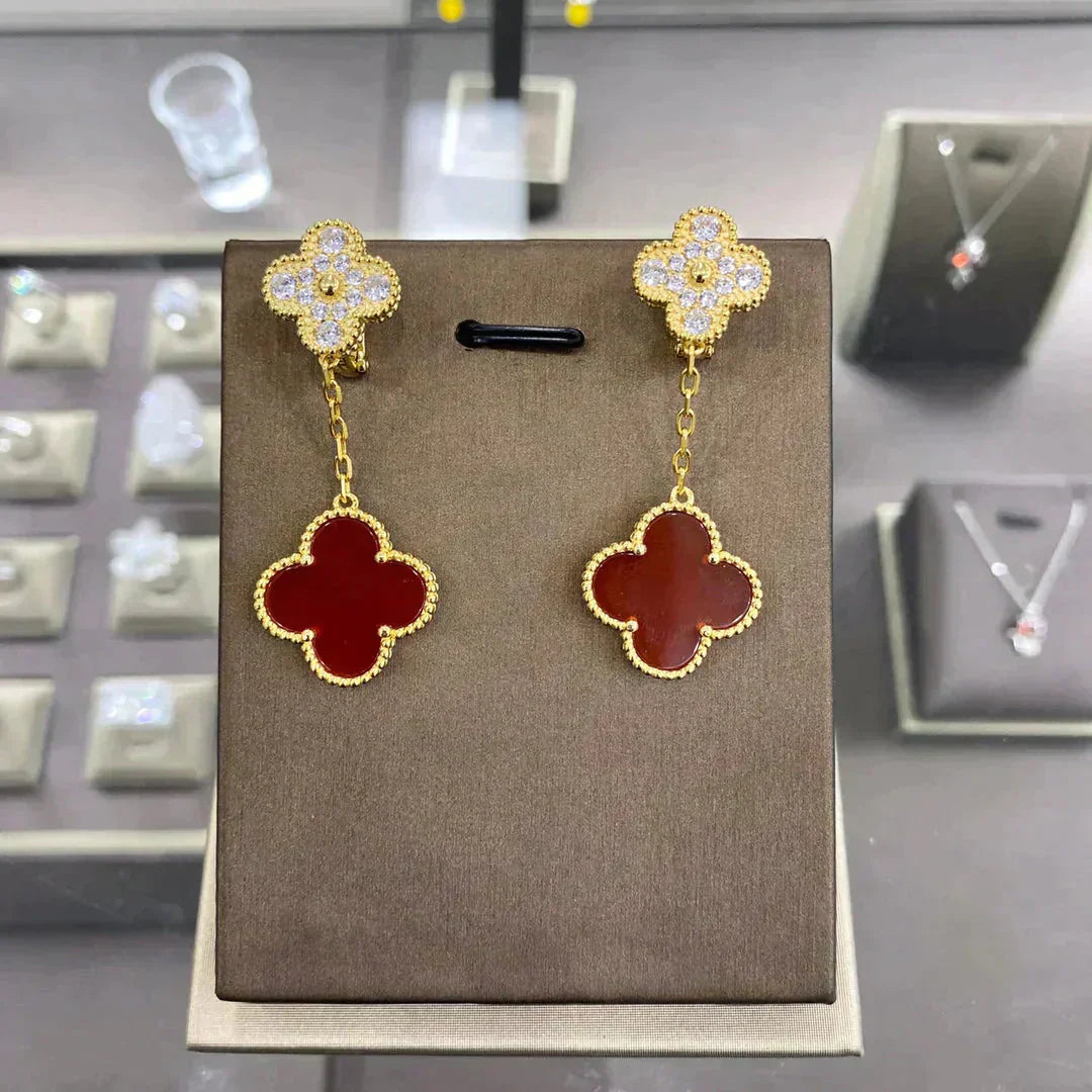 [Regal Jewels]CLOVER  2 MOTIFS  DIAMOND  EARRINGS (MULTIPLE CHOICESç´