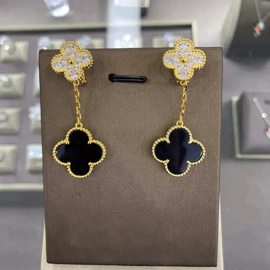 [Regal Jewels]CLOVER  2 MOTIFS  DIAMOND  EARRINGS (MULTIPLE CHOICESç´