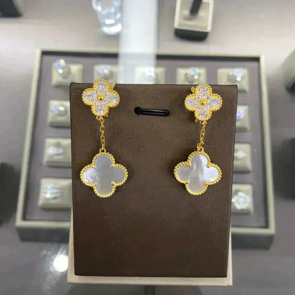 [Regal Jewels]CLOVER  2 MOTIFS  DIAMOND  EARRINGS (MULTIPLE CHOICESç´