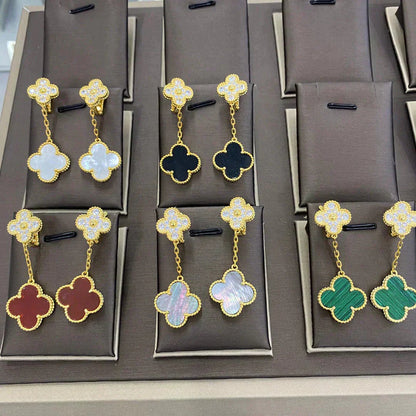 [Regal Jewels]CLOVER  2 MOTIFS  DIAMOND  EARRINGS (MULTIPLE CHOICESç´