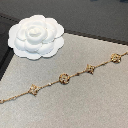 [Regal Jewels]STAR AND SUN 4 MOTIFS GOLD DIAMONDS BRACELET