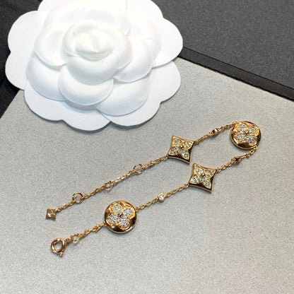 [Regal Jewels]STAR AND SUN 4 MOTIFS GOLD DIAMONDS BRACELET