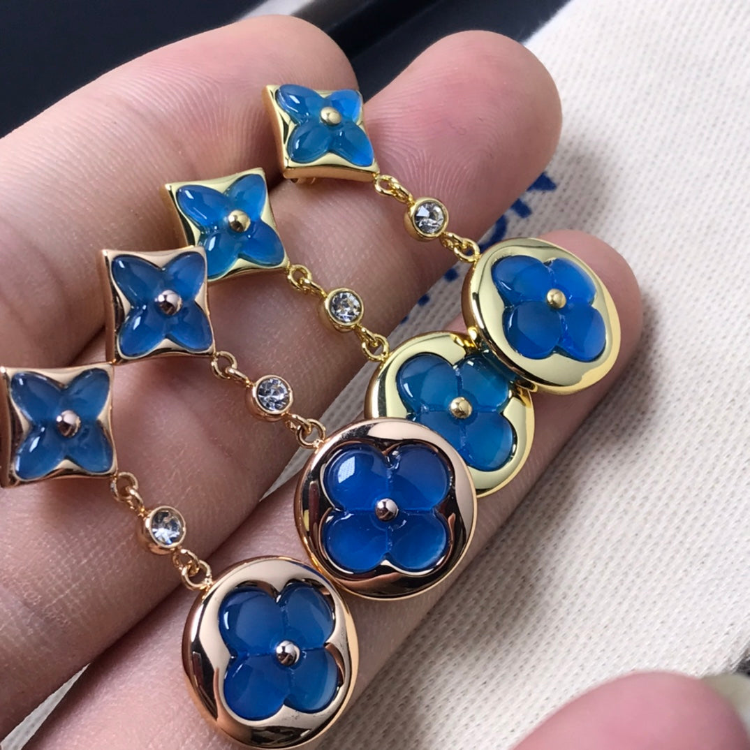 [Regal Jewels]STAR AND SUN AGATE DIAMOND EARRINGS