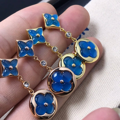 [Regal Jewels]STAR AND SUN AGATE DIAMOND EARRINGS