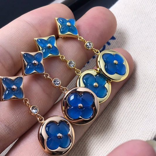 [Regal Jewels]STAR AND SUN AGATE DIAMOND EARRINGS