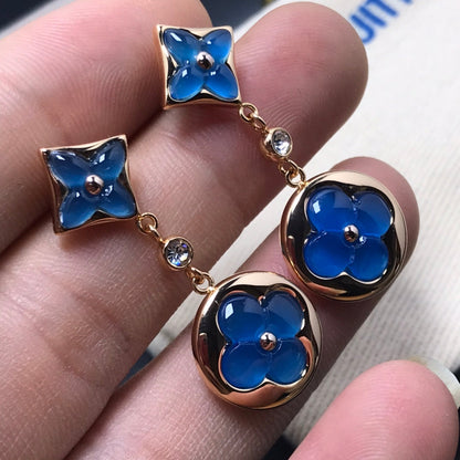 [Regal Jewels]STAR AND SUN AGATE DIAMOND EARRINGS