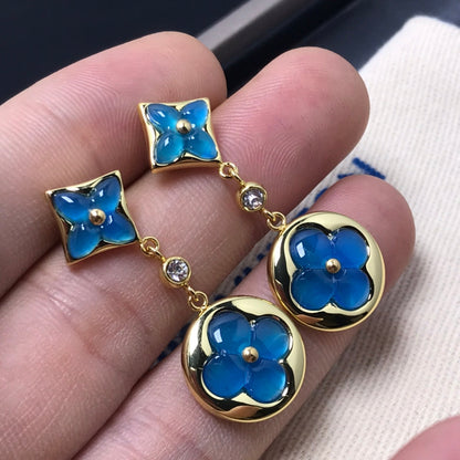 [Regal Jewels]STAR AND SUN AGATE DIAMOND EARRINGS