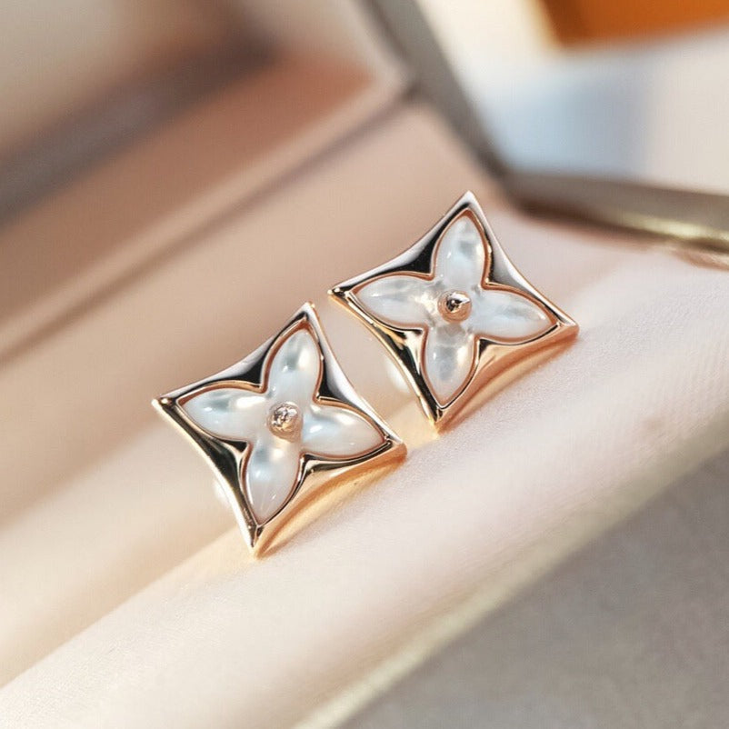 [Regal Jewels]STAR MOP PINK GOLD EARRINGS