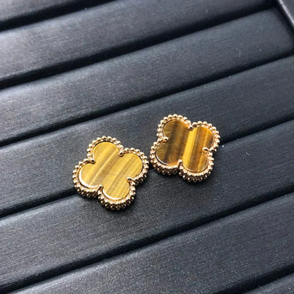 [Regal Jewels]CLOVER MEDIUM 1 MOTIFS TIGER EYE EARRINGS