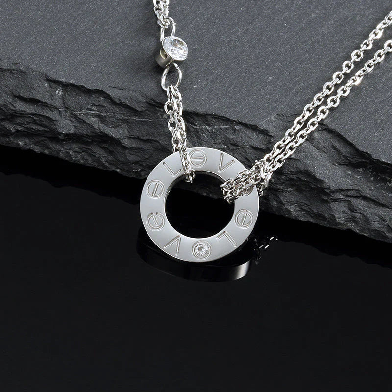 [Regal Jewels]LOVE NECKLACE 16MM 2 DIAMONDS