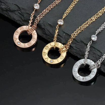[Regal Jewels]LOVE NECKLACE 16MM 2 DIAMONDS
