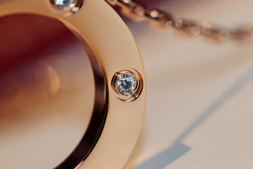 [Regal Jewels]LOVE NECKLACE 16MM 6 DIAMONDS PINK GOLD