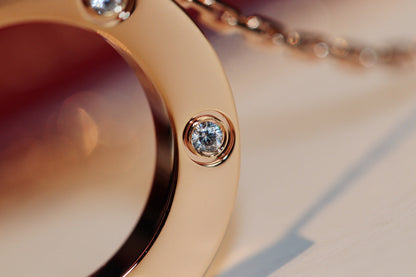 [Regal Jewels]LOVE NECKLACE 16MM 6 DIAMONDS PINK GOLD