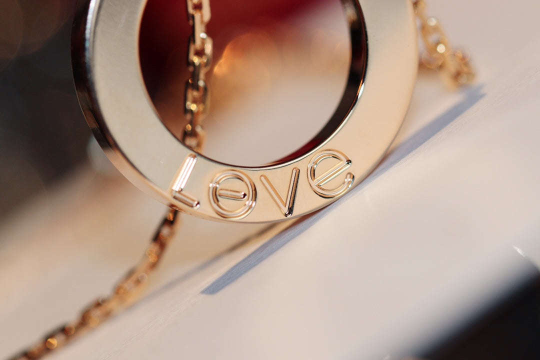 [Regal Jewels]LOVE NECKLACE 16MM 6 DIAMONDS PINK GOLD