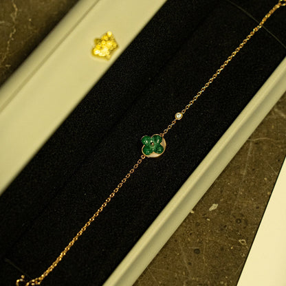 [Regal Jewels]SUN MALACHITE 1 DIAMOND PINK GOLD BRACELET