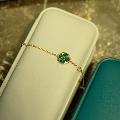 [Regal Jewels]SUN MALACHITE 1 DIAMOND PINK GOLD BRACELET
