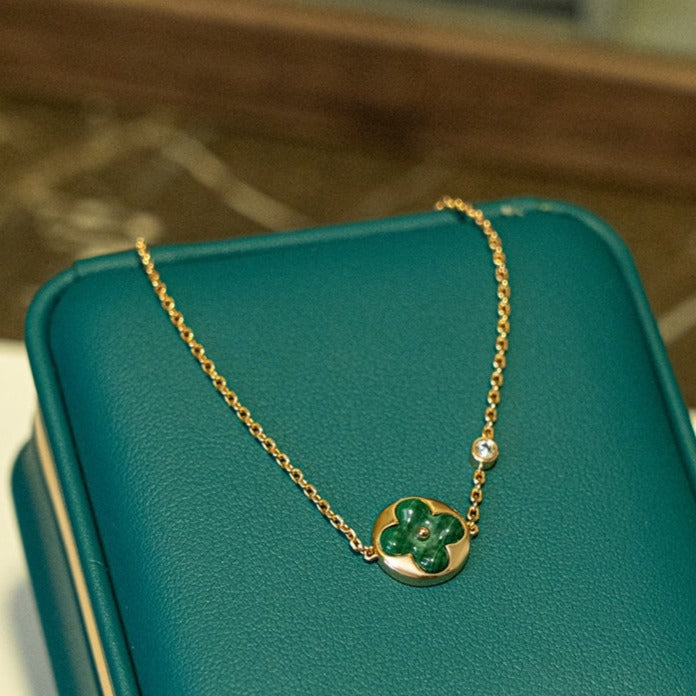 [Regal Jewels]SUN MALACHITE 1 DIAMOND PINK GOLD BRACELET