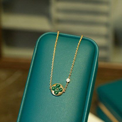 [Regal Jewels]SUN MALACHITE 1 DIAMOND PINK GOLD BRACELET
