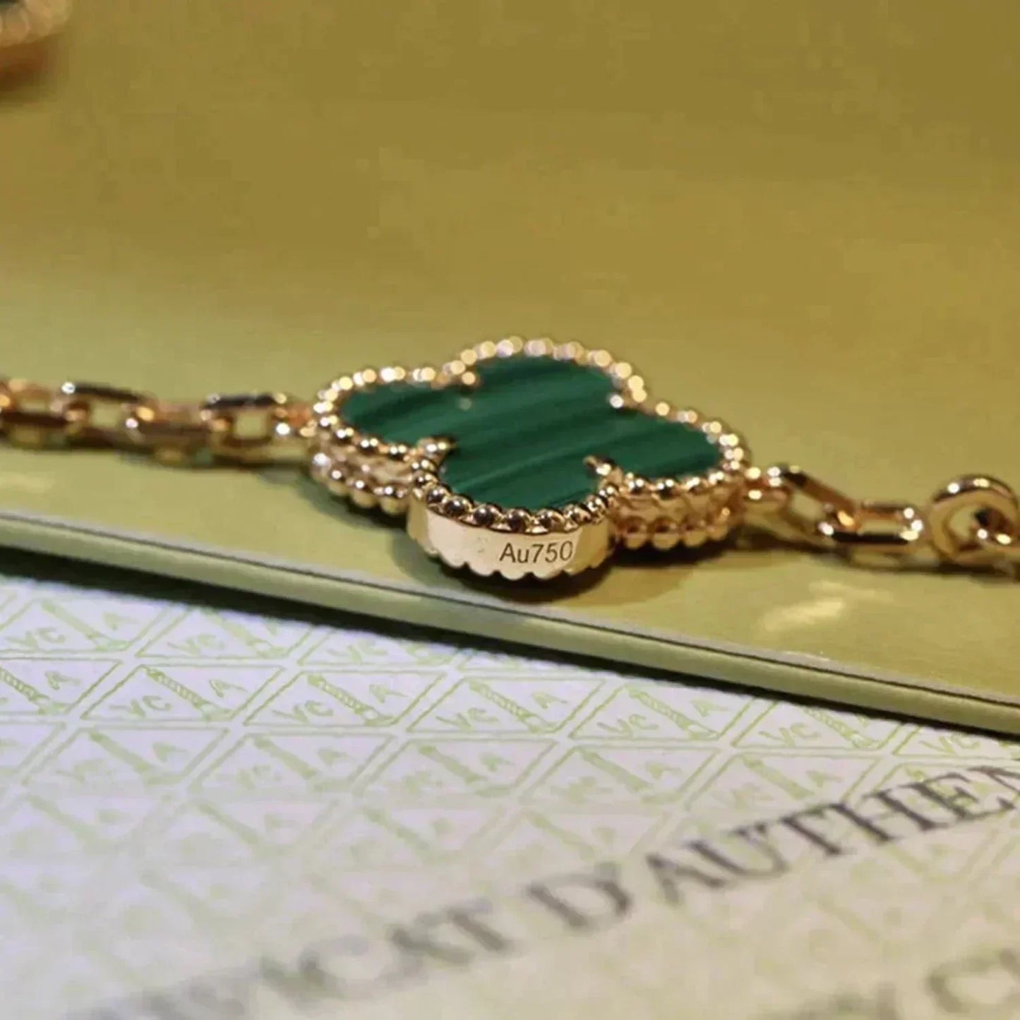 [Regal Jewels]CLOVER 5 MOTIFS MALACHITE BRACELET