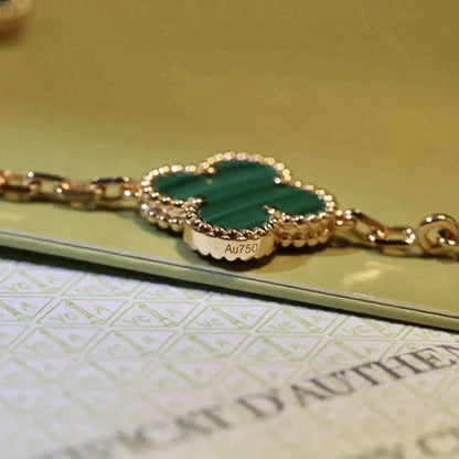 [Regal Jewels]CLOVER 5 MOTIFS MALACHITE BRACELET