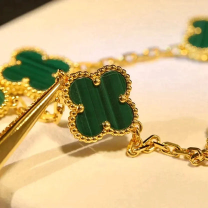 [Regal Jewels]CLOVER 5 MOTIF MALACHITE BRACELET COLLECTION