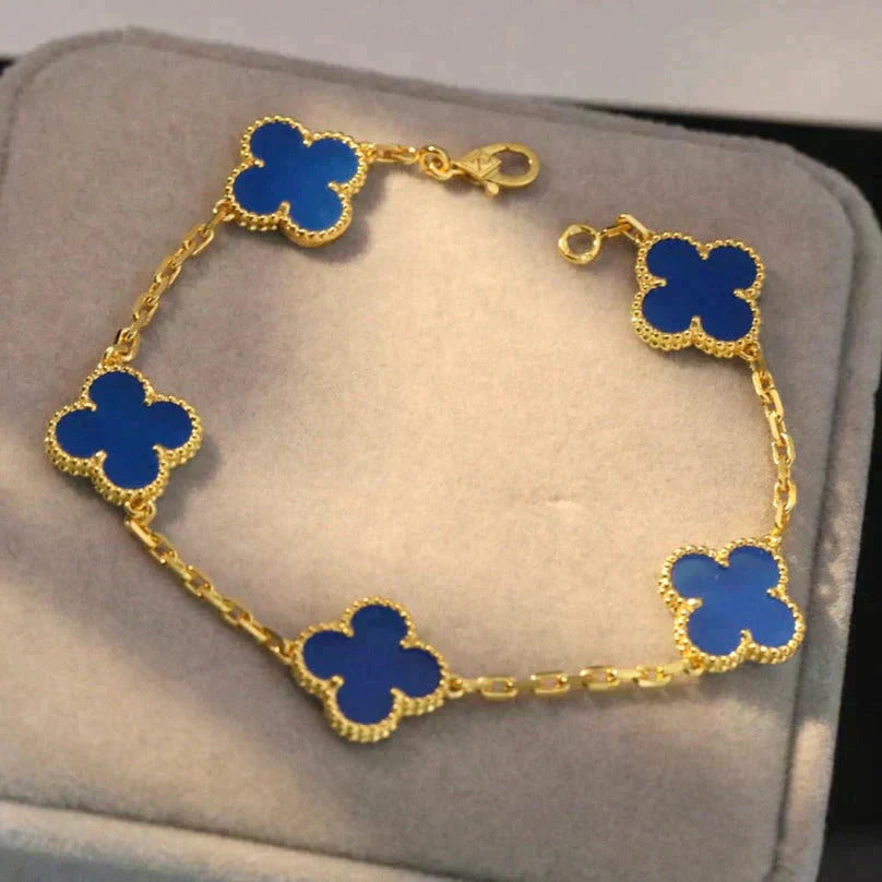 [Regal Jewels]CLOVER 5 MOTIF BLUE AGATE BRACELET COLLECTION