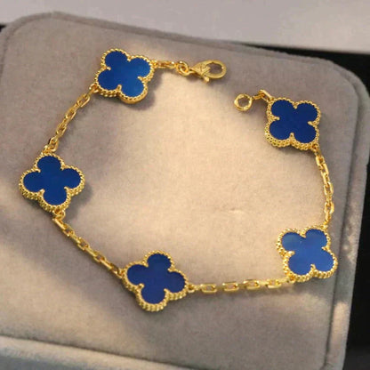 [Regal Jewels]CLOVER 5 MOTIF BLUE AGATE BRACELET COLLECTION