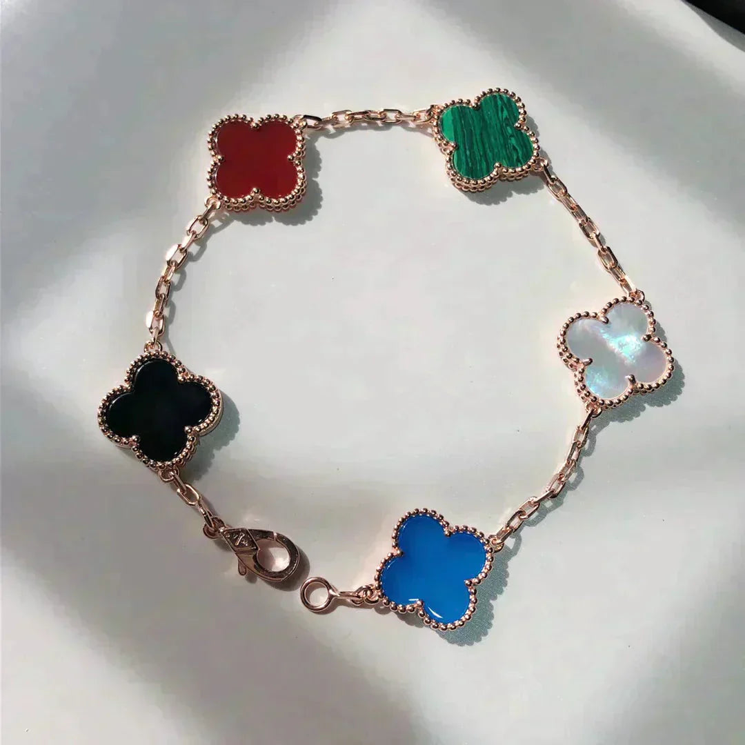 [Regal Jewels]CLOVER 5 MOTIFS MULTICOLOR  BRACELET