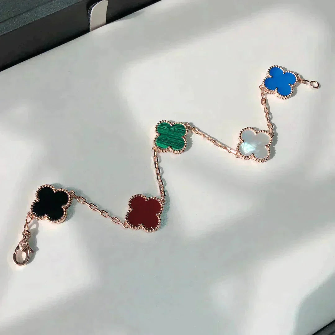 [Regal Jewels]CLOVER 5 MOTIFS MULTICOLOR  BRACELET
